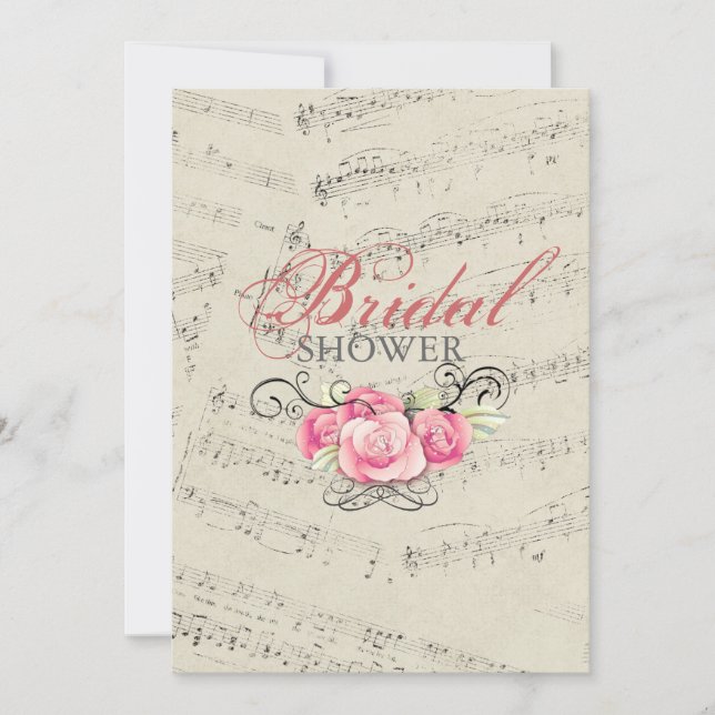 Modern Romantic Music notes bridal shower Invitation (Front)