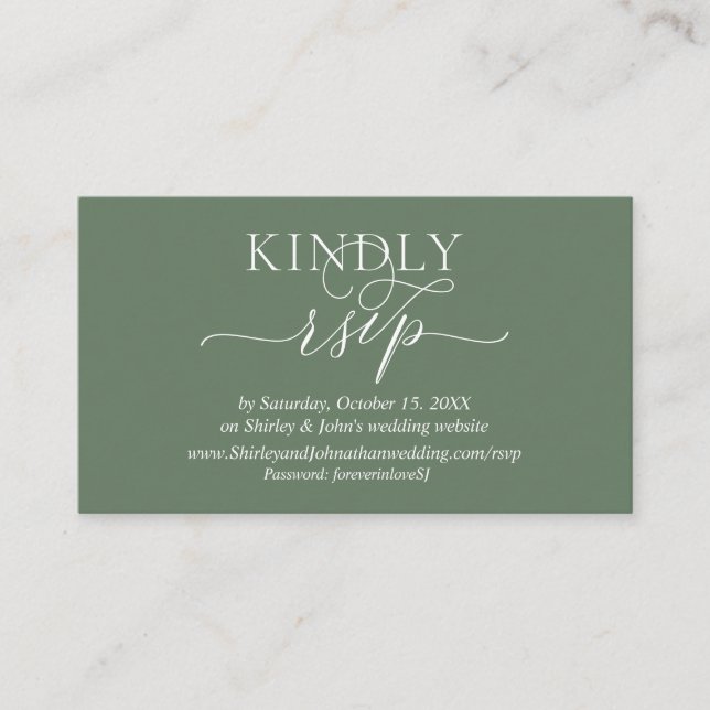 Modern Romantic, Online RSVP website Enclosure Card (Front)