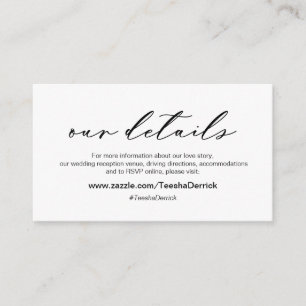 Modern romantic, Our Wedding Details Enclosure Car