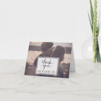 Modern Romantic Photo Calligraphy Thank You Card