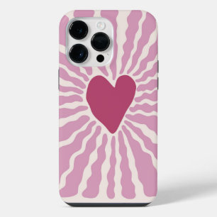 Modern Romantic Pink Hearts Pattern iPhone 14 Pro Max Case