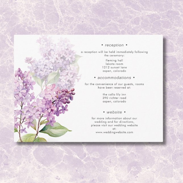 Modern Romantic Purple Sage Lilacs Wedding Details Enclosure Card (Modern Romantic Purple Sage Lilacs Wedding Details Enclosure Card)