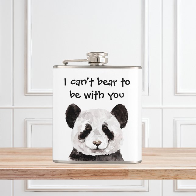 Modern Romantic Quote With Black And White Panda Hip Flask (Creator Uploaded)