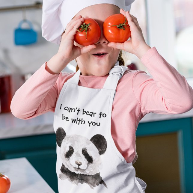 Modern Romantic Quote With Black And White Panda Kids Apron (Creator Uploaded)