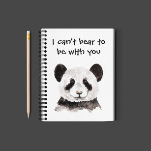 Modern Romantic Quote With Black And White Panda Notebook