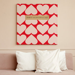 Modern  Romantic Red & Pink Hearts Pattern  Canvas Print