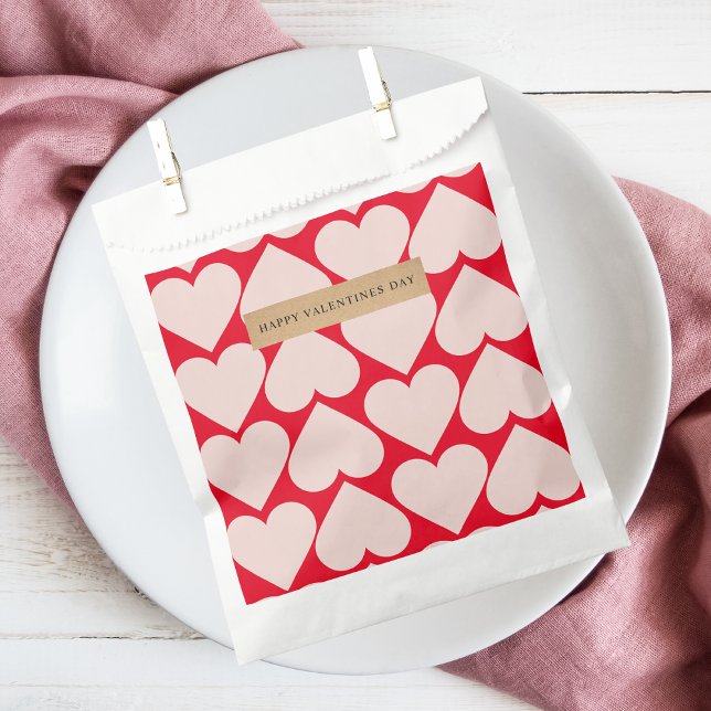 Modern  Romantic Red & Pink Hearts Pattern  Favour Bag (Creator Uploaded)
