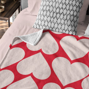 Modern  Romantic Red & Pink Hearts Pattern  Fleece Blanket