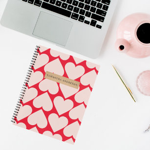 Modern  Romantic Red & Pink Hearts Pattern  Notebook