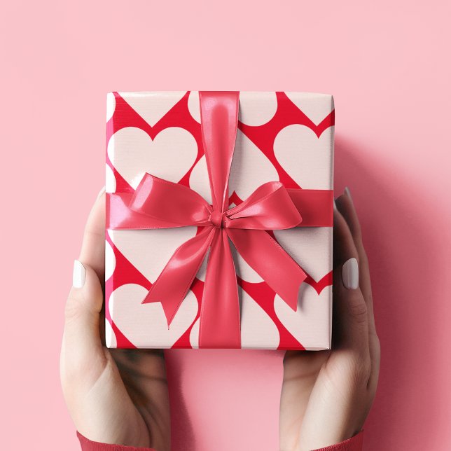 Modern  Romantic Red & Pink Hearts Pattern  Wrapping Paper (Creator Uploaded)