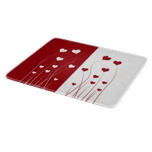 Modern Romantic Red White Love Hearts Cutting Board