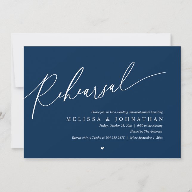 Modern Romantic Rehearsal Wedding Dinner Dancing Invitation (Front)