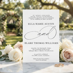Modern Romantic Script Wedding Invitation