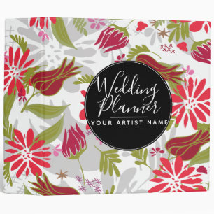 Modern Romantic Tulip Rose Florals Wedding Planner Binder