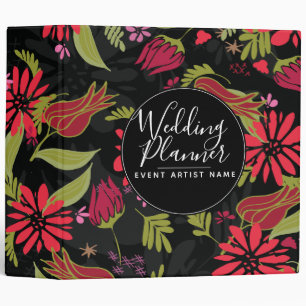 Modern Romantic Tulip Rose Florals Wedding Planner Binder