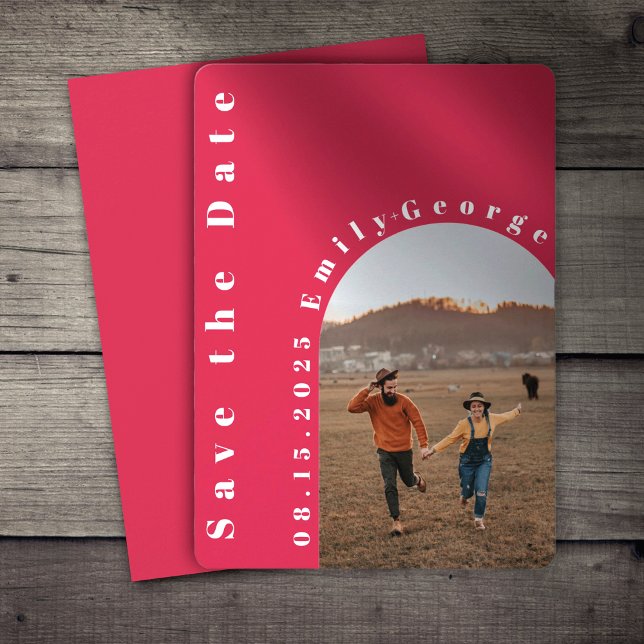 Modern Romantic Viva Magenta Arch Photo Wedding Save The Date (Creator Uploaded)