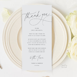 Modern Romantic Wedding Dinner Thank You Card