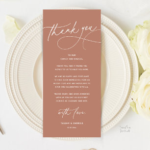 Modern Romantic Wedding Dinner Thank You Card