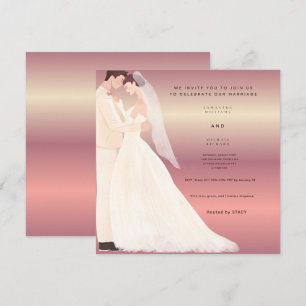 Modern Romantic Wedding Invitation Sunset Rose G