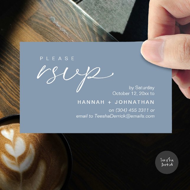 Modern Romantic Wedding Invites RSVP Reminder Card (Modern Romantic Wedding Invites RSVP Reminder Card in Dusty Blue)