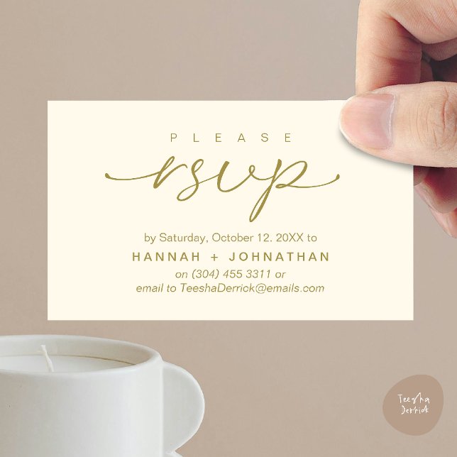 Modern Romantic Wedding Invites RSVP Reminder Card (Modern Romantic Wedding Invitation Invites RSVP Reminder Card Yellow Gold)