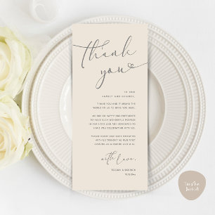 Modern Romantic Wedding Reception Thank You Card