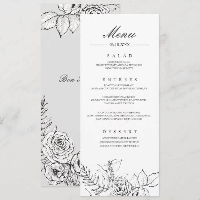 Modern Romantic Wildflower Wedding Menu Program (Front/Back)