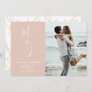 Modern Rose Blush Botanical Wedding Save The Date
