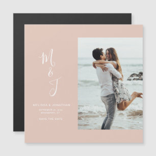 Modern Rose Blush Botanical Wedding Save The Date Magnetic Invitation