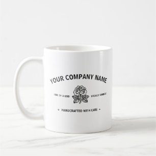 Modern Rose   Customizable Black White Business Coffee Mug