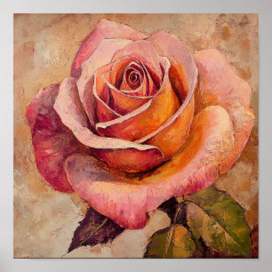 Modern Rose Floral Wall Hanging Warm Interiors Poster