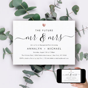 Modern Rose Future Mr and Mrs Engagement Party Invitation