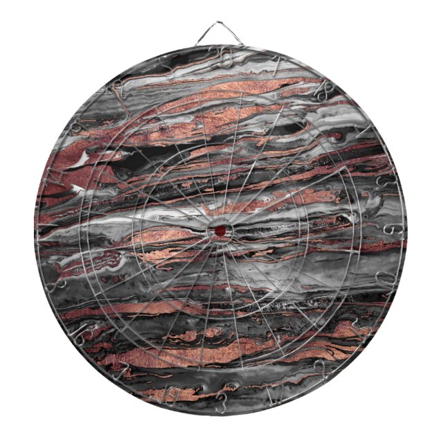 Modern rose gold abstract marbleized paint dartboard (Front)