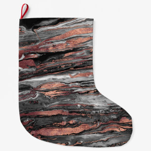 Modern rose gold abstract marbleized paint large christmas stocking