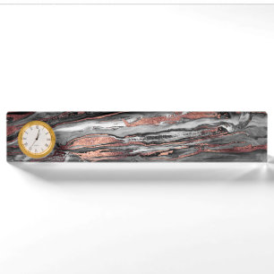 Modern rose gold abstract marbleized paint nameplate