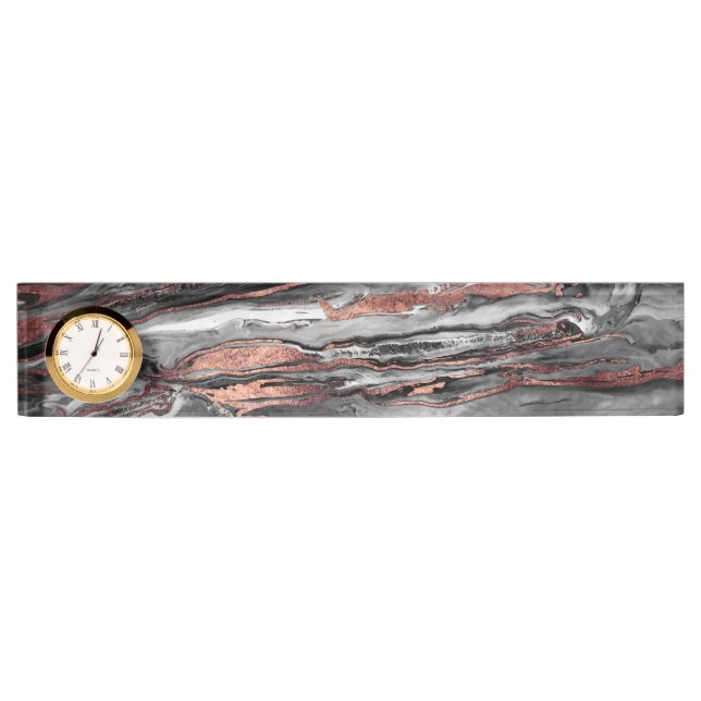 Modern rose gold abstract marbleized paint nameplate (Front)