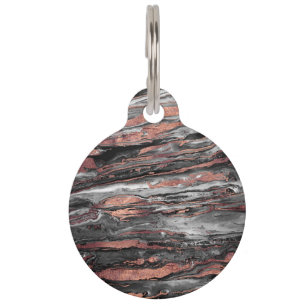 Modern rose gold abstract marbleized paint pet tag