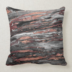 Modern rose gold abstract marbleized paint throw pillow