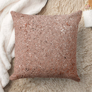 Modern Rose Gold Abstract Metallic Texture Throw Pillow