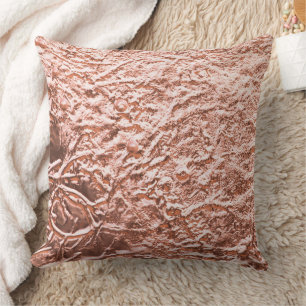 Modern Rose Gold Abstract Metallic Texture Throw Pillow