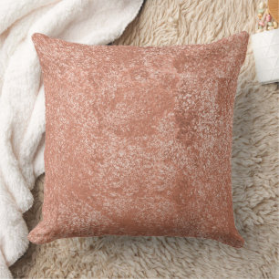 Modern Rose Gold Abstract Metallic Texture Throw Pillow
