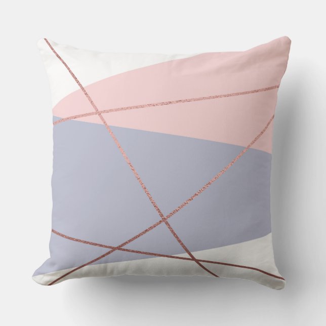 Modern Rose Gold Abstract Pillow, Pink & Purple Throw Pillow (Front)