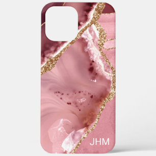 Modern Rose Gold Agate iPhone 12 Pro Max Case
