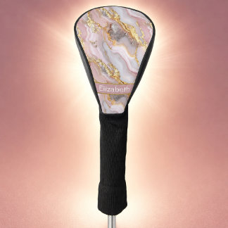 Modern Rose Gold Agate Patterned Personalized Golf Head Cover