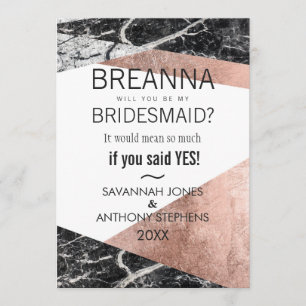 Modern Rose Gold and Marble Bridesmaids Invitation