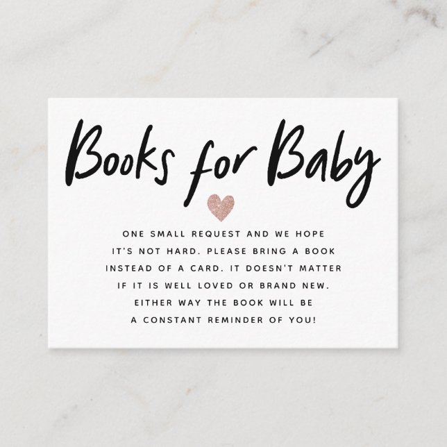 Modern Rose Gold Baby Shower | Book Request Enclosure Card (Front)