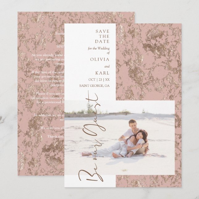 Modern Rose Gold Be Our Guest Photo Couple (Front/Back)
