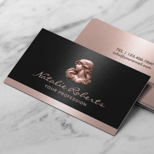 Modern Rose Gold Beauty Logo Salon & SPA Black Business Card