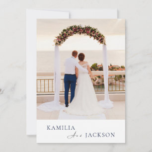 Modern Rose Gold Black Back Minimalist Wedding Invitation