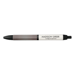 Modern Rose Gold Black Striped Personalized Name Ink Pen